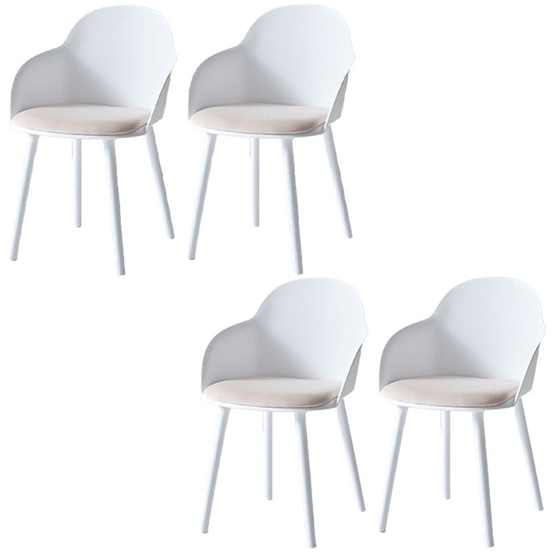 Sillas de comedor contemporáneas con respaldo sólido, sillas laterales con brazos y patas de plástico