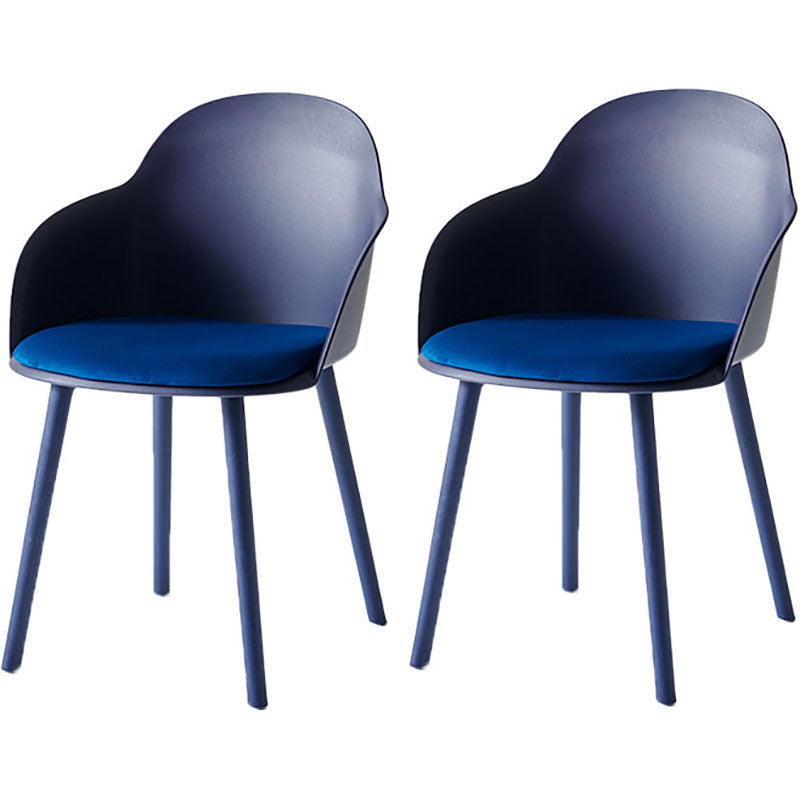 Sillas de comedor contemporáneas con respaldo sólido, sillas laterales con brazos y patas de plástico