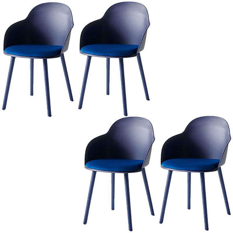 Sillas de comedor contemporáneas con respaldo sólido, sillas laterales con brazos y patas de plástico