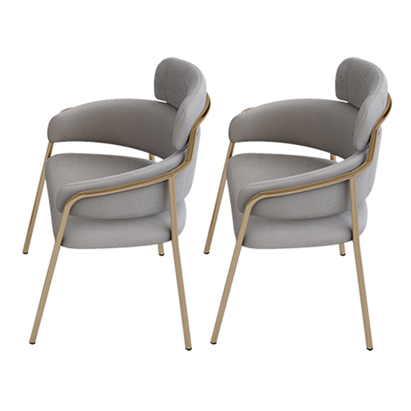 Sillas de comedor con brazo de terciopelo Glam, silla de comedor de metal para uso en restaurantes
