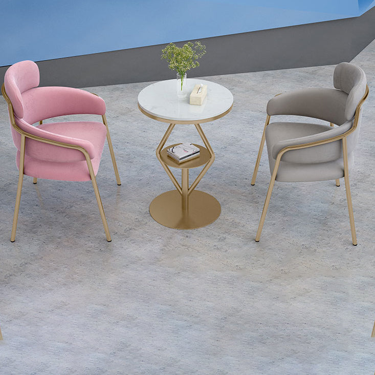 Sillas de comedor con brazo de terciopelo Glam, silla de comedor de metal para uso en restaurantes