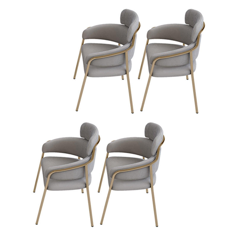 Sillas de comedor con brazo de terciopelo Glam, silla de comedor de metal para uso en restaurantes