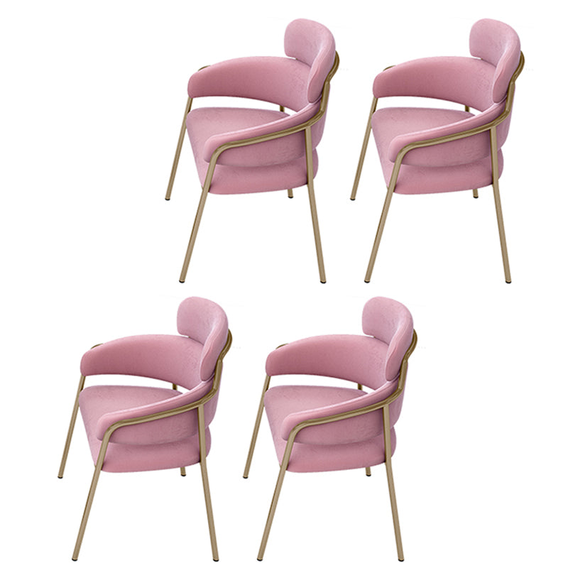 Sillas de comedor con brazo de terciopelo Glam, silla de comedor de metal para uso en restaurantes