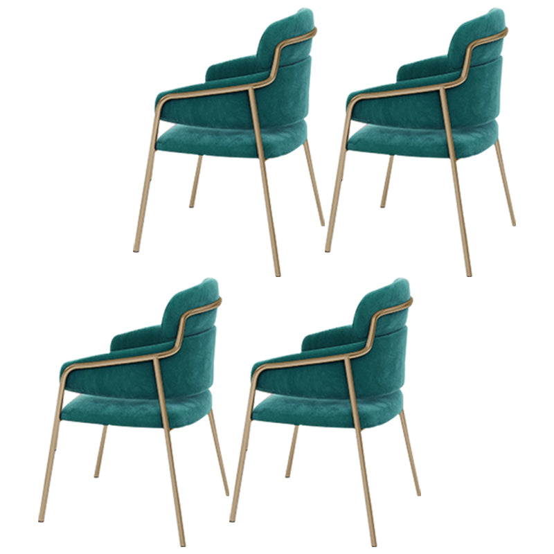 Sillas de comedor con brazo de terciopelo Glam, silla de comedor de metal para uso en restaurantes