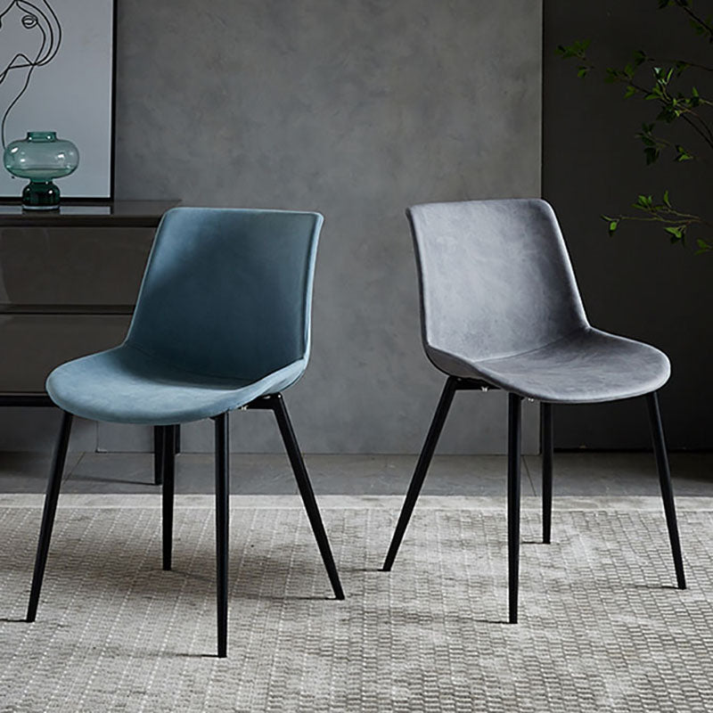 Sillas de comedor estilo moderno Silla auxiliar sin brazos con patas de metal