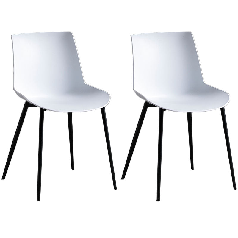 Sillas de comedor estilo moderno Silla auxiliar sin brazos con patas de metal