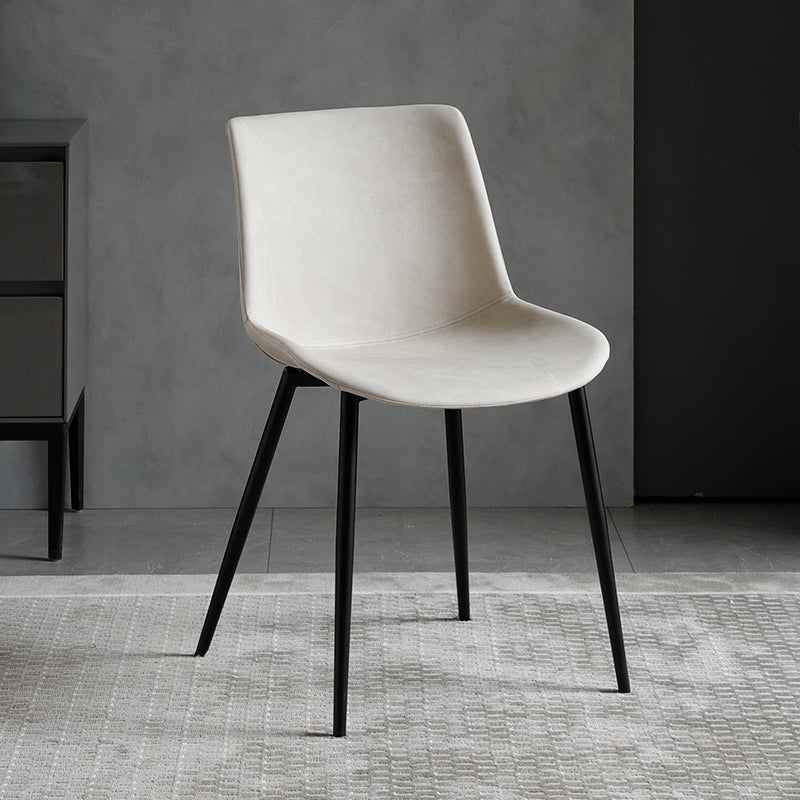 Sillas de comedor estilo moderno Silla auxiliar sin brazos con patas de metal