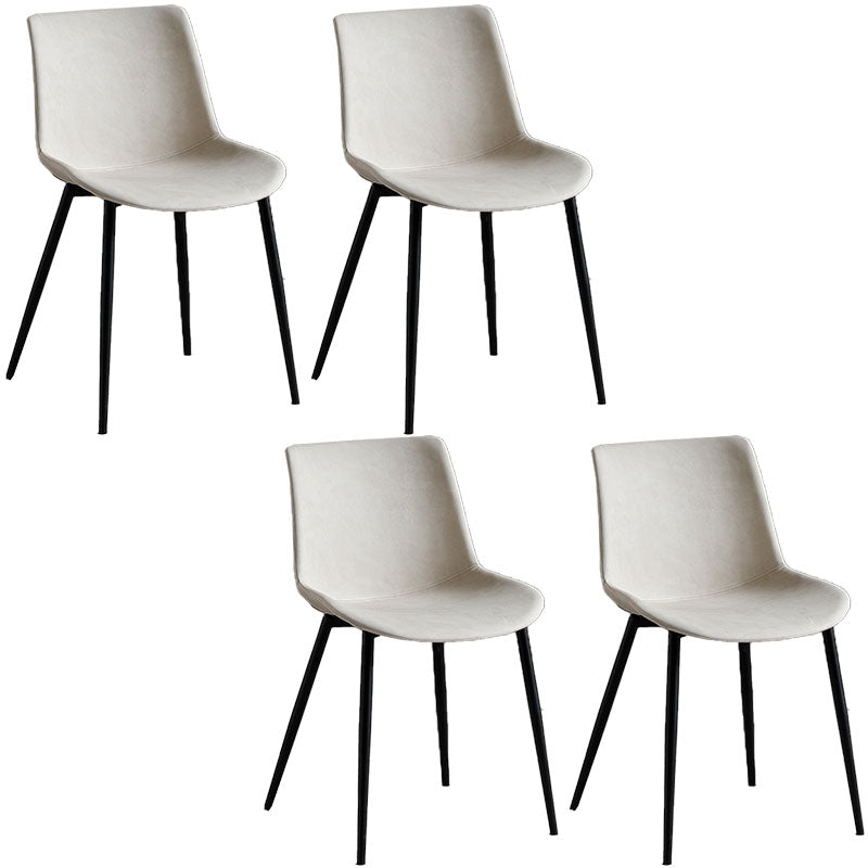 Sillas de comedor estilo moderno Silla auxiliar sin brazos con patas de metal
