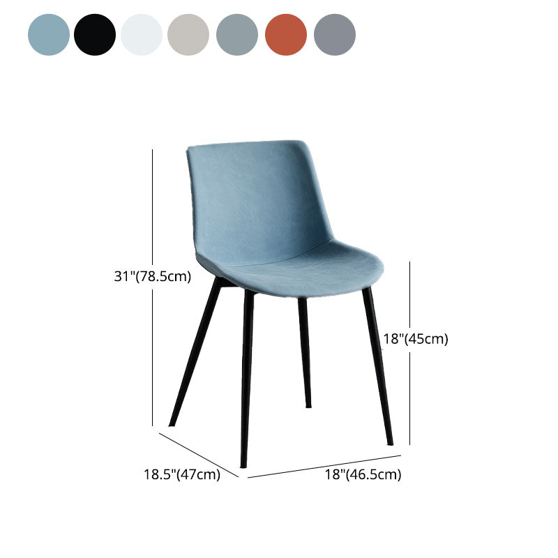 Sillas de comedor estilo moderno Silla auxiliar sin brazos con patas de metal