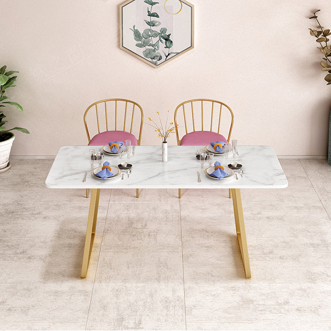 Marble Sled Base Dining Collection Industrial Style Dining Table for Home