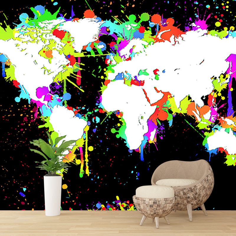 Modern Illustration Mural Wallpaper World Map Indoor Wall Mural