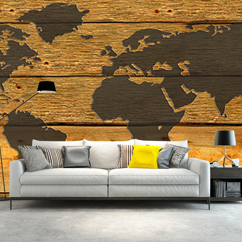 Illustration Stain Resistant Wallpaper World Map Living Room Wall Mural