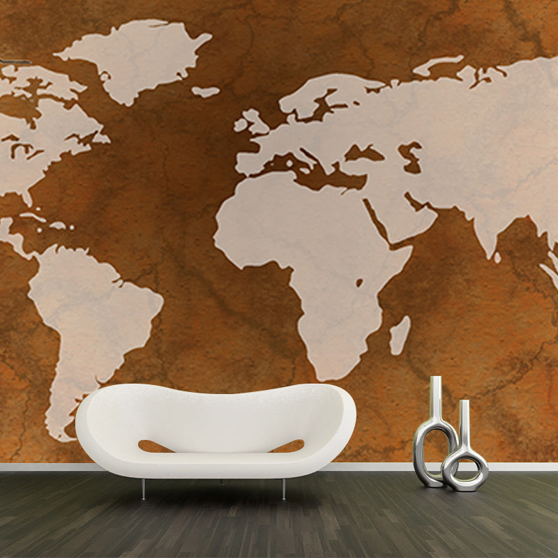 Illustration Stain Resistant Wallpaper World Map Living Room Wall Mural