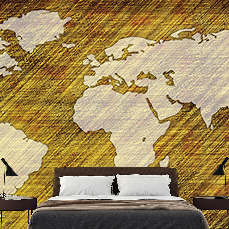 Illustration Stain Resistant Wallpaper World Map Living Room Wall Mural