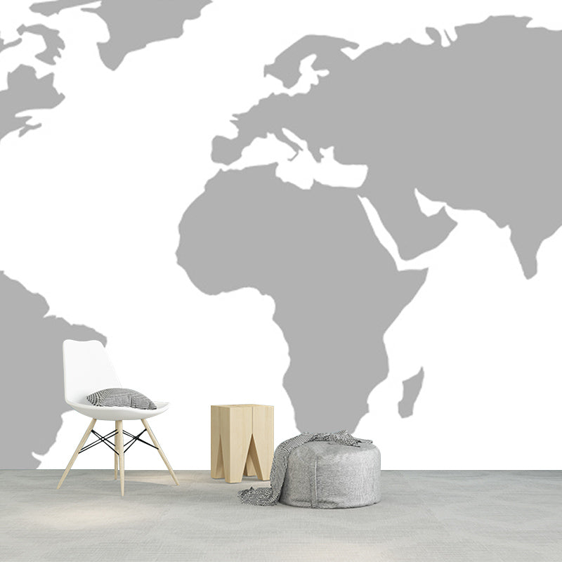 Illustration Stain Resistant Wallpaper World Map Living Room Wall Mural