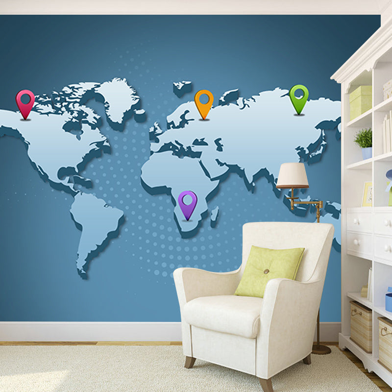 Modern Style Wall Mural Wallpaper World Map Bedroom Wall Mural