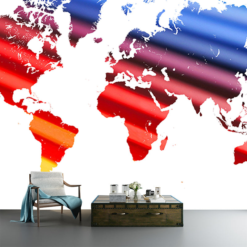 Washable Stain Resistant Wall Mural Wallpaper World Map Sitting Room Wall Mural