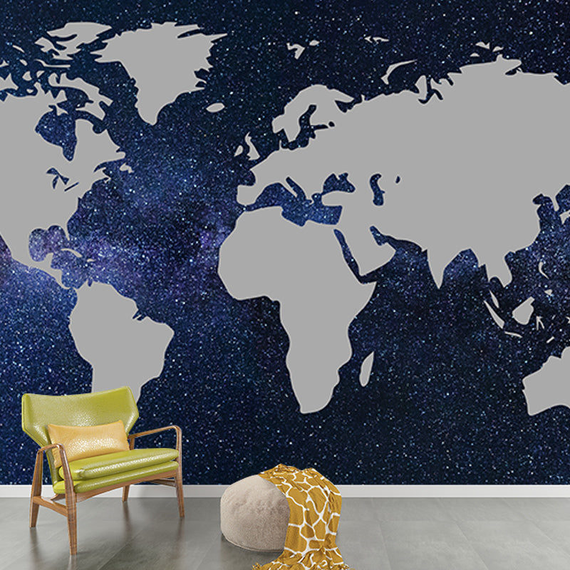 Washable Stain Resistant Wall Mural Wallpaper World Map Sitting Room Wall Mural