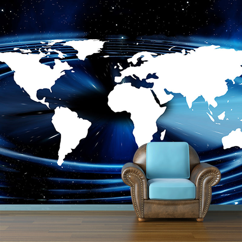 World Map Mildew Resistant Mural Wallpaper Illustration Sleeping Room Wall Mural