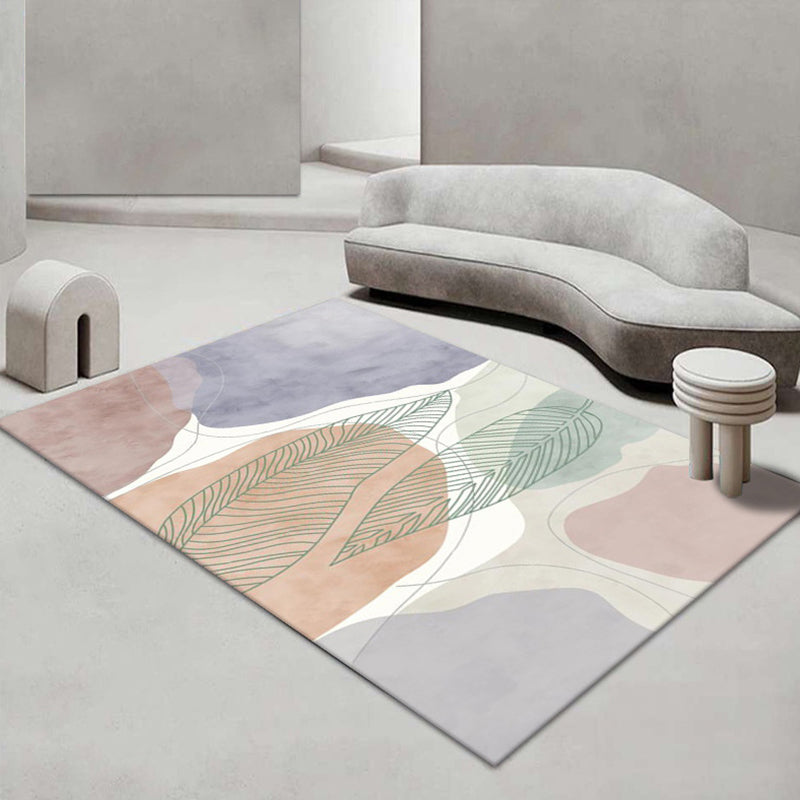 White Circle Rug Polyester Contemporary Rug Stain Resistant Rug for Living Room