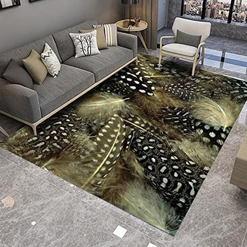 Gray Modern Rug Polyester Feather Rug Non-Slip Backing Rug for Living Room