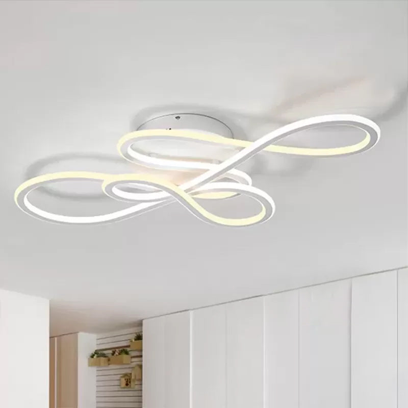 31,5 "/ 39" de largeur de largeur torsadée à lampe semi-chouette torsadée LED moderne LED salon plafonnier en intérieur chaud extérieur extérieur / blanc intérieur