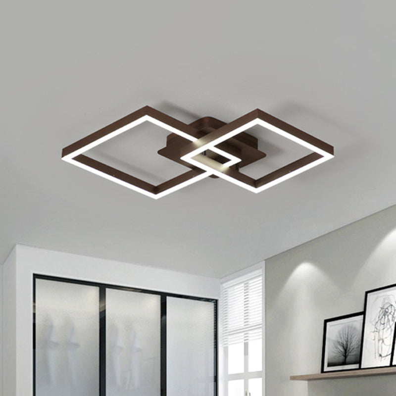 Moderno simmetrico rombo marrone rullo a filo chiaro acrilico a led con soffitto a filo a filo in luce calda/bianca