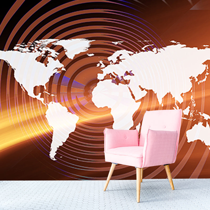 Environment Friendly Mural Wallpaper World Map Illustration Bedroom Wall Mural