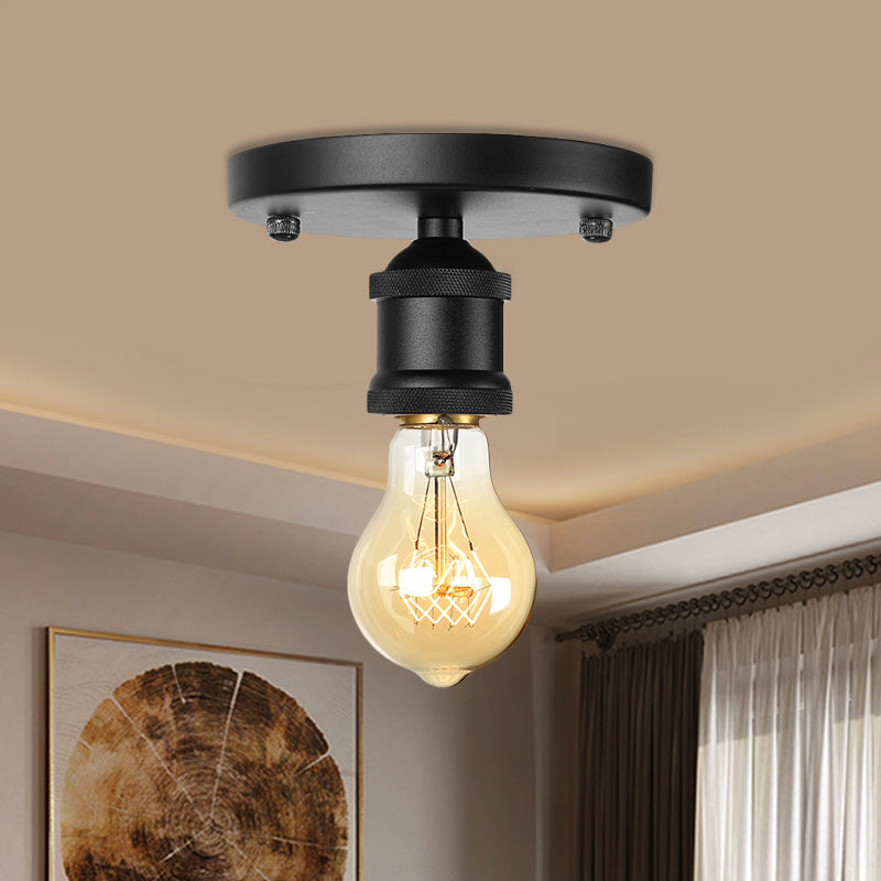 Schwarz/Messing Finish Expose Lampendecke Beleuchtung Retro Industrial Metal 1 Light Balkon Halbflush Mount Light