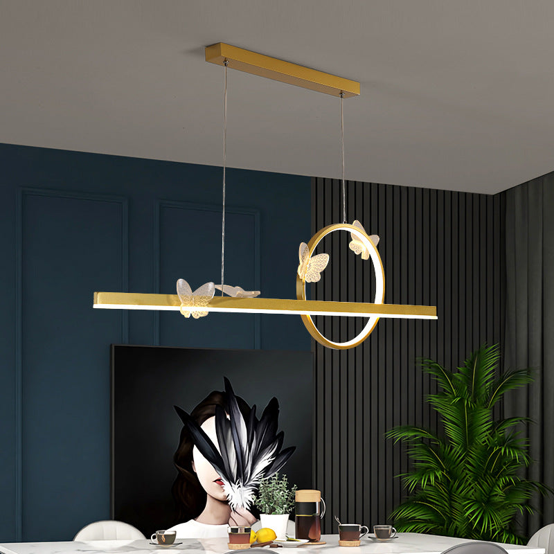 Colgante moderno de la isla de mariposa de oro de la isla de metal para el comedor