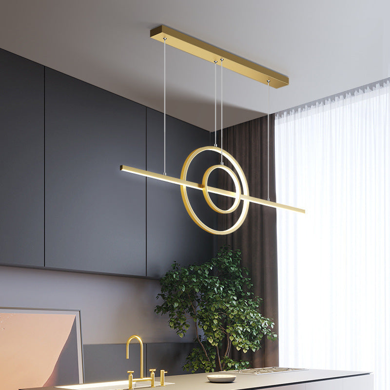 3-Lights Geometric Island Light Modern Metal LED Island Pendant for Living Room