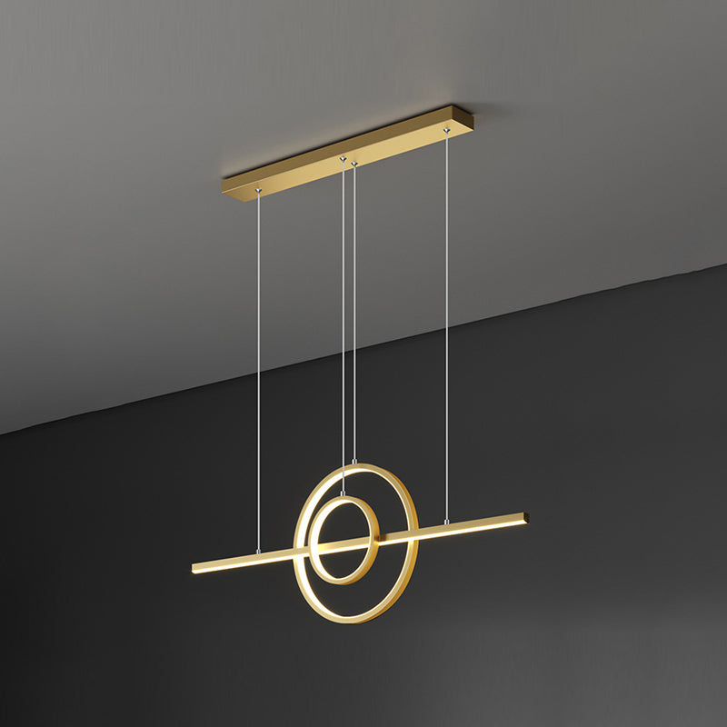 3-Lights Geometric Island Light Modern Metal LED Island Pendant for Living Room