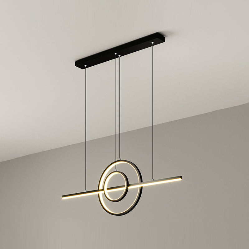 3-Lights Geometric Island Light Modern Metal LED Island Pendant for Living Room