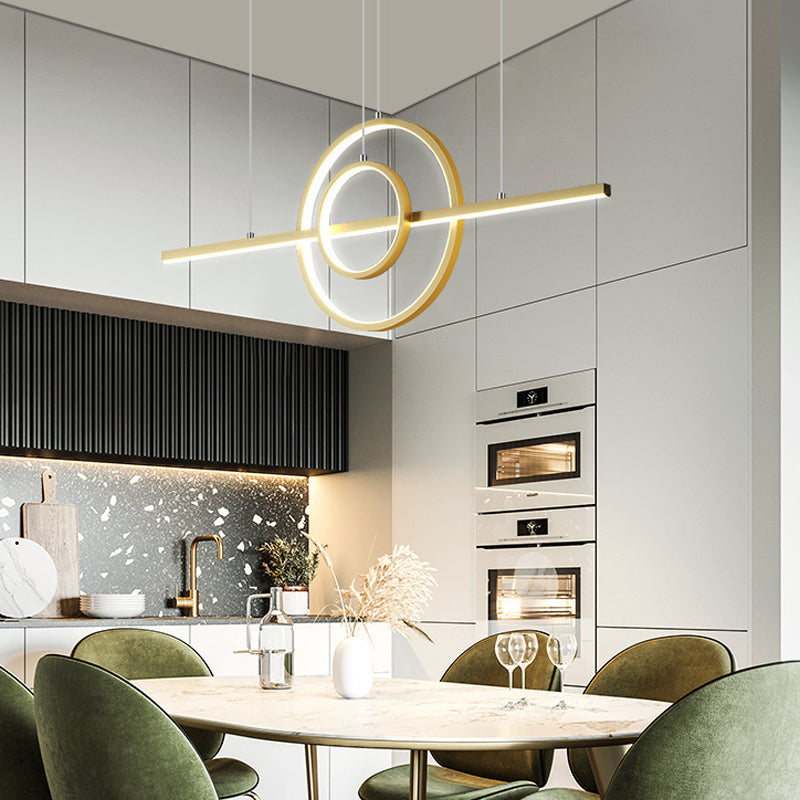 3-Lights Geometric Island Light Modern Metal LED Island Pendant for Living Room