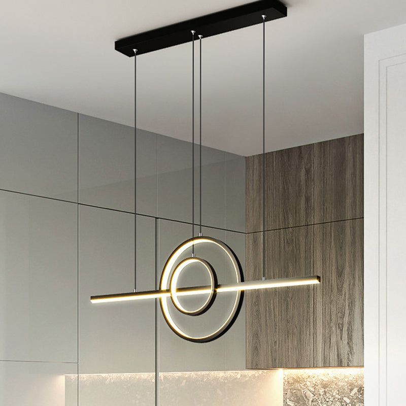 3-Lights Geometric Island Light Modern Metal LED Island Pendant for Living Room