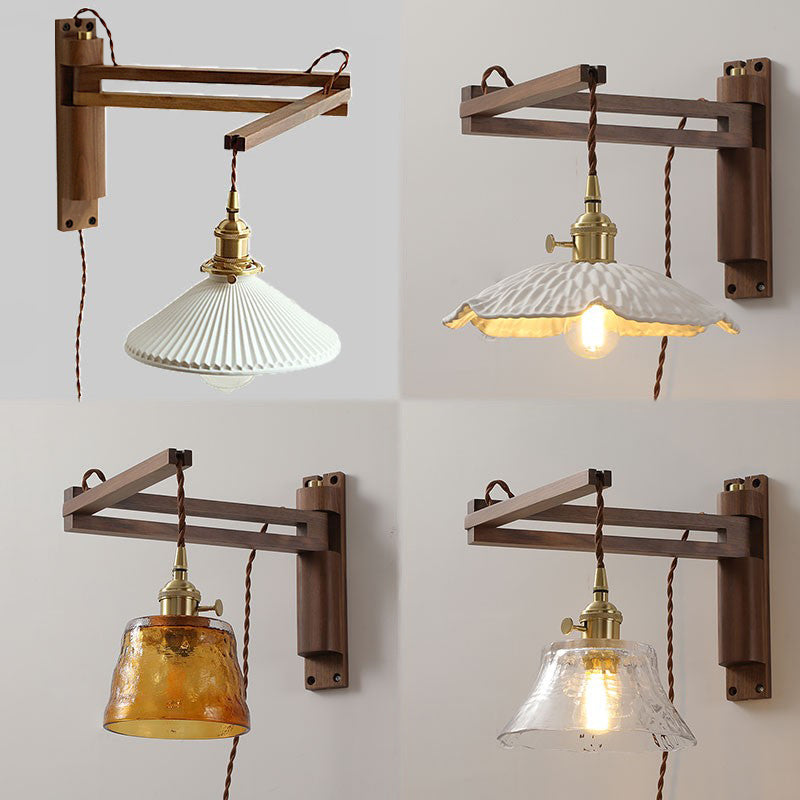 Moderner Stil Geometrischer Wandleuchten Holz 1 Lichtwandmontierte Beleuchtung