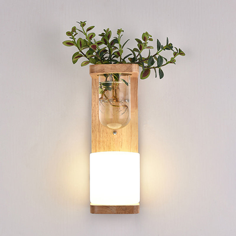 Moderne Holz Wandleuchte Scheuel ohne Pflanzen kreative Glasschattenwandleuchte