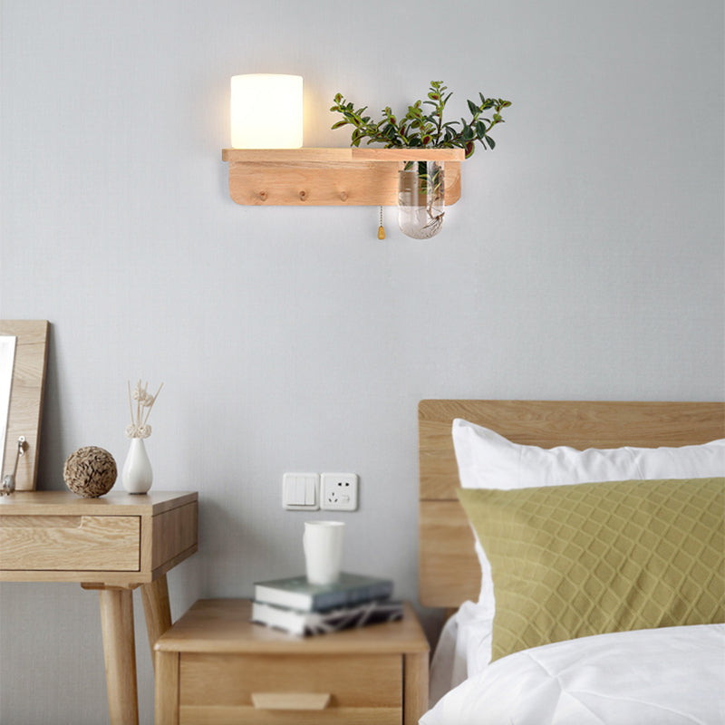 Moderne Holz Wandleuchte Scheuel ohne Pflanzen kreative Glasschattenwandleuchte