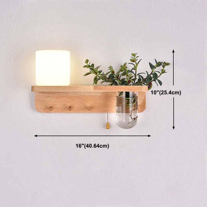 Moderne Holz Wandleuchte Scheuel ohne Pflanzen kreative Glasschattenwandleuchte