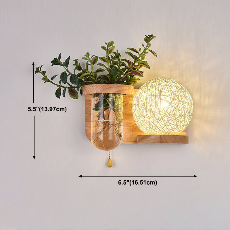 Moderne Holz Wandleuchte Scheuel ohne Pflanzen kreative Glasschattenwandleuchte
