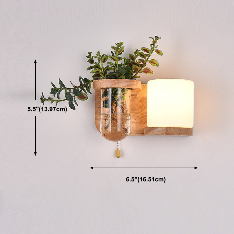 Moderne Holz Wandleuchte Scheuel ohne Pflanzen kreative Glasschattenwandleuchte