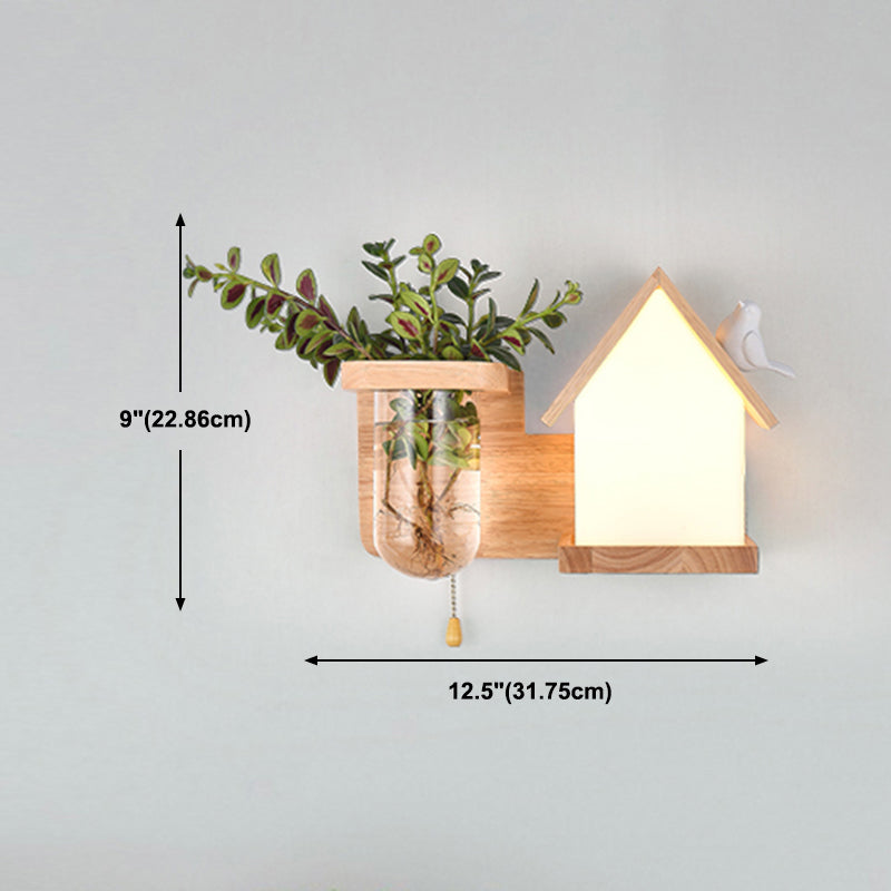 Moderne Holz Wandleuchte Scheuel ohne Pflanzen kreative Glasschattenwandleuchte