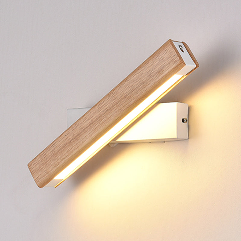 1 Light Rectangle Wall Mounted Lamps Modern Style Wood Wall Lamps