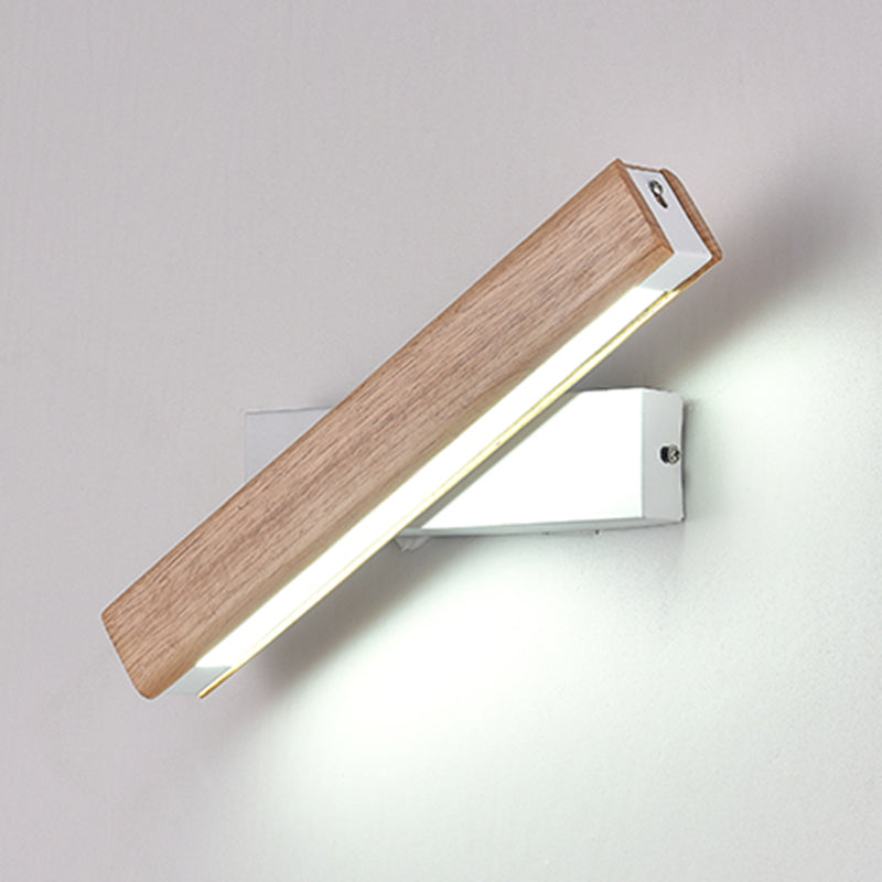 1 Light Rectangle Wall Mounted Lamps Modern Style Wood Wall Lamps