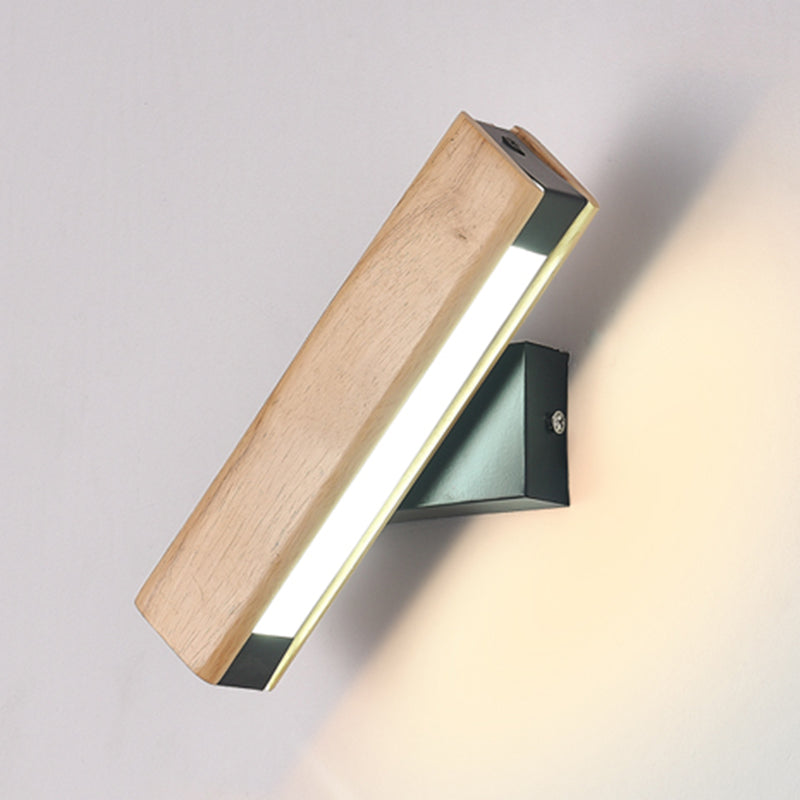 1 Light Rectangle Wall Mounted Lamps Modern Style Wood Wall Lamps
