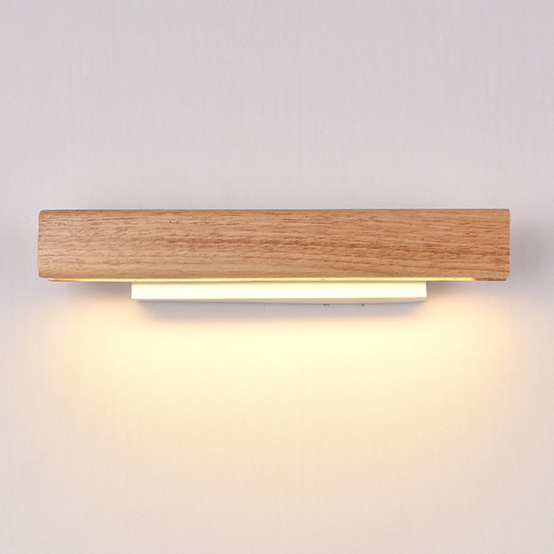 1 Light Rectangle Wall Mounted Lamps Modern Style Wood Wall Lamps