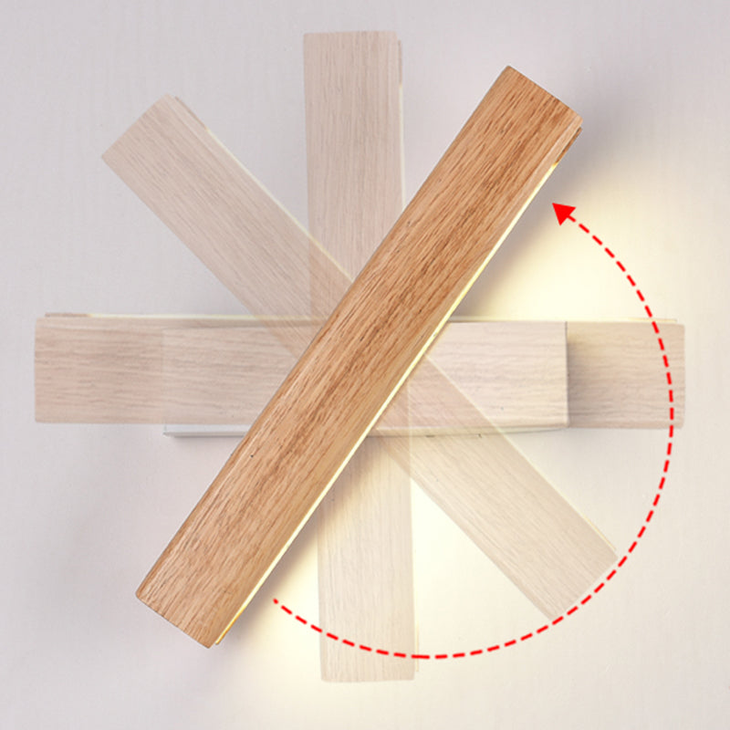 1 Light Rectangle Wall Mounted Lamps Modern Style Wood Wall Lamps