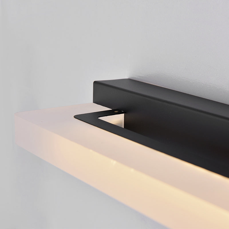 Stile moderno in metallo in metallo lineare 1 illuminazione a supporto della parete a specchio leggero in nero