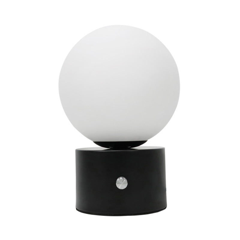 Modern Style Geometry Night Table Lamp White Glass One Light Table Light in Black