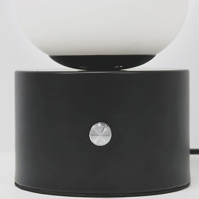 Modern Style Geometry Night Table Lamp White Glass One Light Table Light in Black